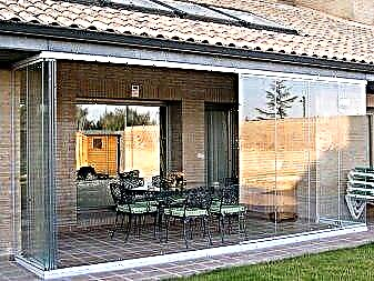 Original and stylish - sliding glass doors for the terrace terrace of the gazebo in any design