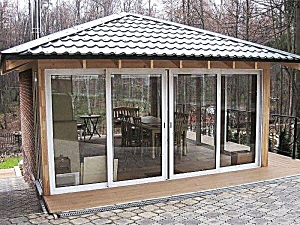Glazed gazebos with barbecue grill and stove